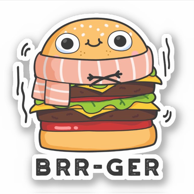 Brr-ger Funny Freezing Burger Pun Aufkleber (Vorderseite)