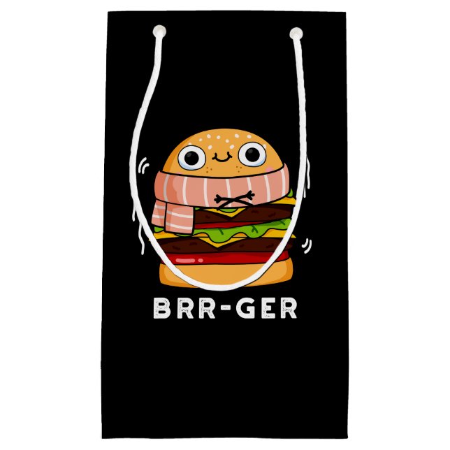 Brr-ger Funny Freezing Burger Pun Dark BG Kleine Geschenktüte (Vorderseite)