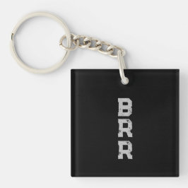 BRR-Logo Grau Buchstaben schwarzer Hintergrund Schlüsselanhänger