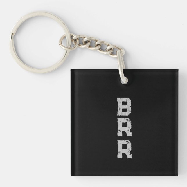 BRR-Logo Grau Buchstaben schwarzer Hintergrund Schlüsselanhänger (Vorderseite)