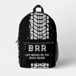 BRR-Logo Gray Lettering "Das Leben beginnt am ..." Bedruckter Rucksack