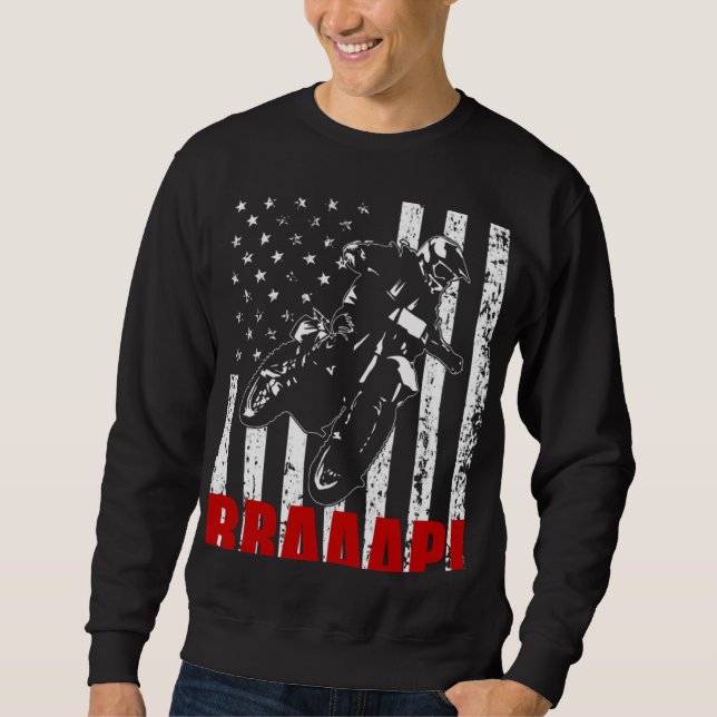 Brraaap Dirt Bike American Flag Motocross Biker 4t Sweatshirt (Vorderseite)