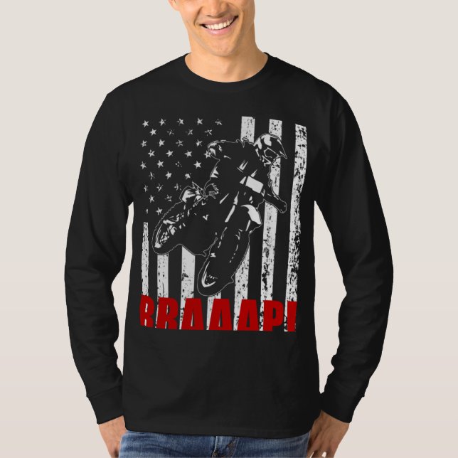 Brraaap Dirt Bike American Flag Motocross Biker 4t T-Shirt (Vorderseite)