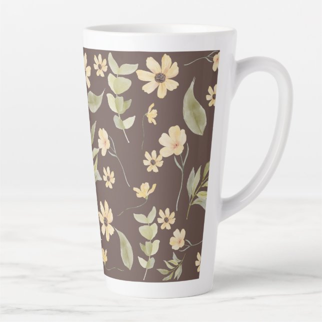 Brrown Whimsy Retro-Blumenmuster  Milchtasse (Rechts)
