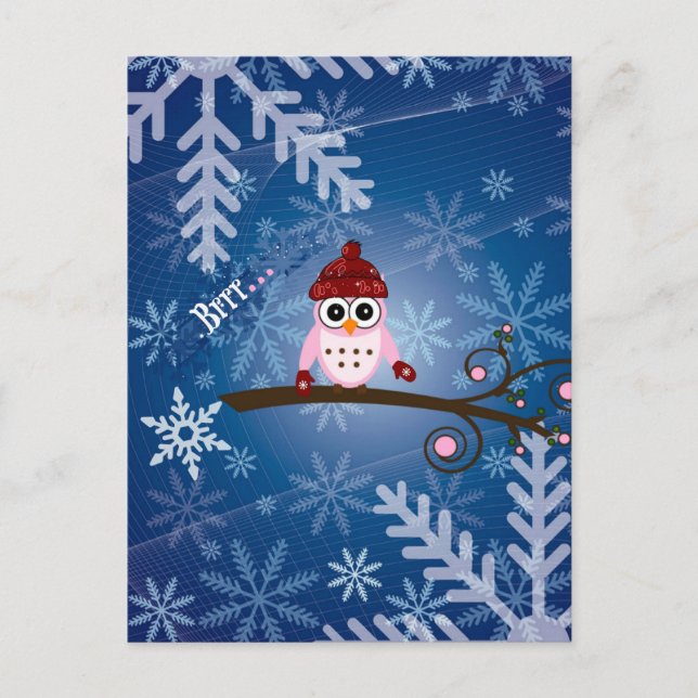 Brrr...rosa Owl, Postkarte (Vorderseite)