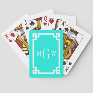 Brt Aqua Wht Griechischer Schlüssel #2 Rahmen 3 An Spielkarten