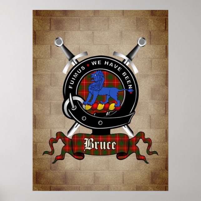 Bruce Clan Abzeichen auf Burgwall Poster 18x24 (Vorne)