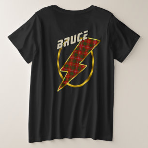 Bruce Clan Abzeichen & Lightning Bolt Tartan T - S Große Größe T-Shirt
