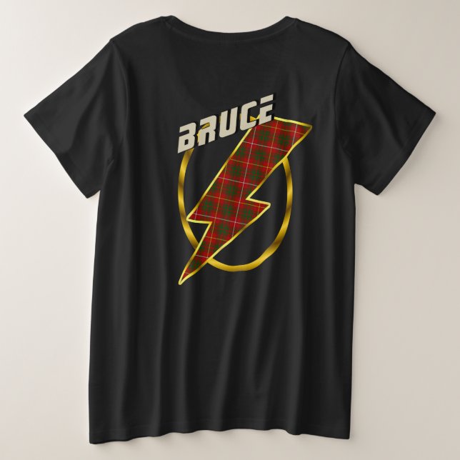 Bruce Clan Abzeichen & Lightning Bolt Tartan T - S Große Größe T-Shirt (Design Rückseite)