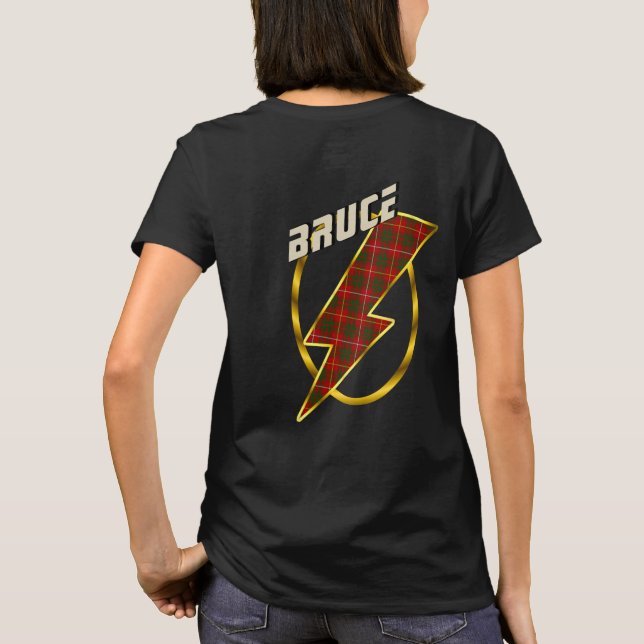 Bruce Clan Abzeichen & Lightning Bolt Tartan T - S T-Shirt (Rückseite)