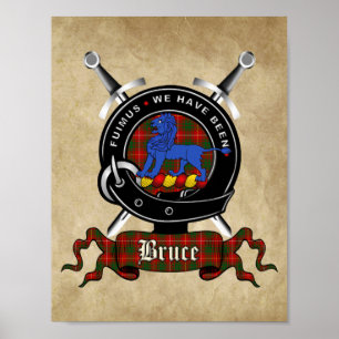 Bruce Clan Abzeichen & Tartan 8,5 x 11 Poster