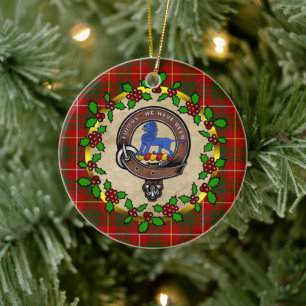 Bruce Clan Abzeichen & Tartan Personalisiert Xmas Keramik Ornament
