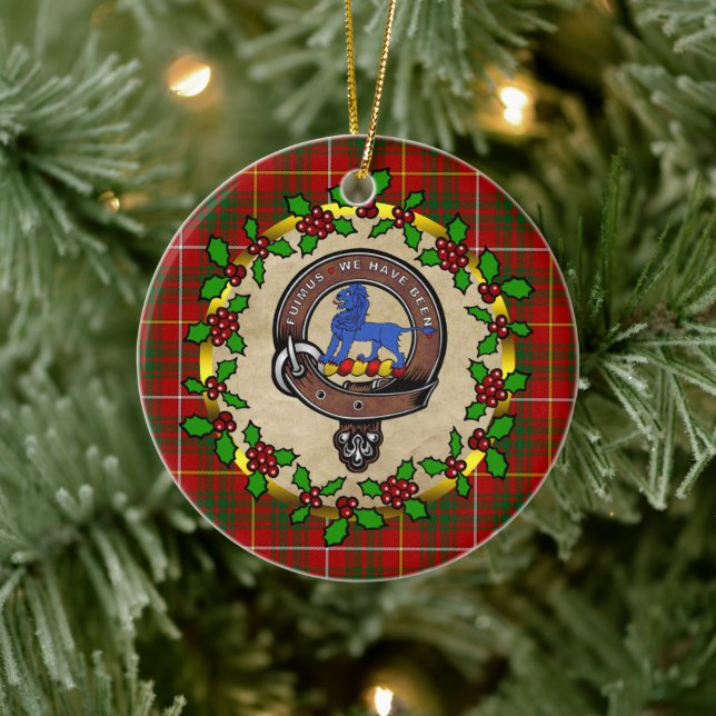 Bruce Clan Abzeichen & Tartan Personalisiert Xmas Keramik Ornament (Baum)