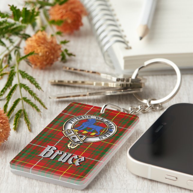 Bruce Clan Abzeichen/Tartan Rechteck Schlüsselanhänger (Vorderseite rechts)
