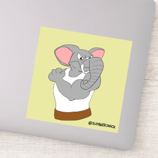 Bruce der Elefant Cartoon Strongman Aufkleber