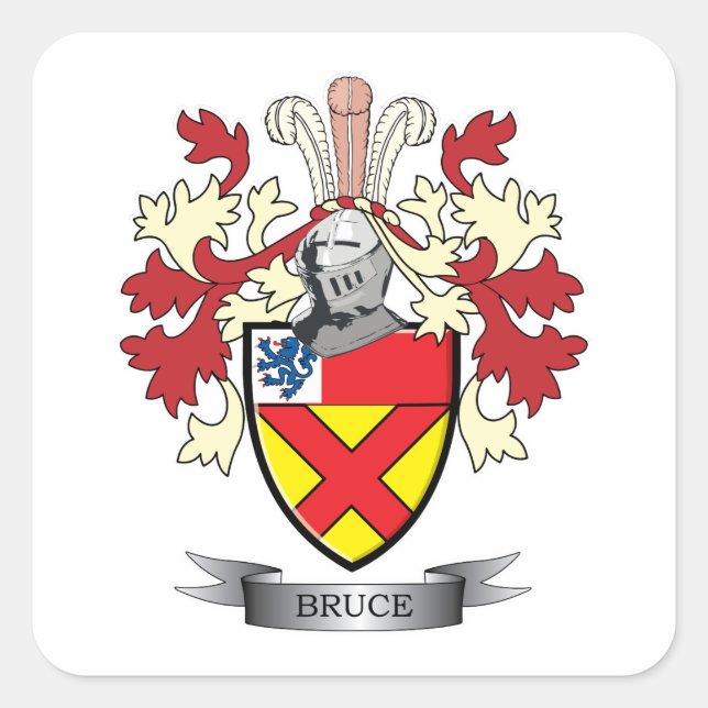 Bruce Familienwappen Coat of Arms Quadratischer Aufkleber (Vorderseite)