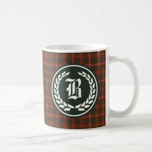 Bruce Family Red und Green Tartan Monogram Tasse