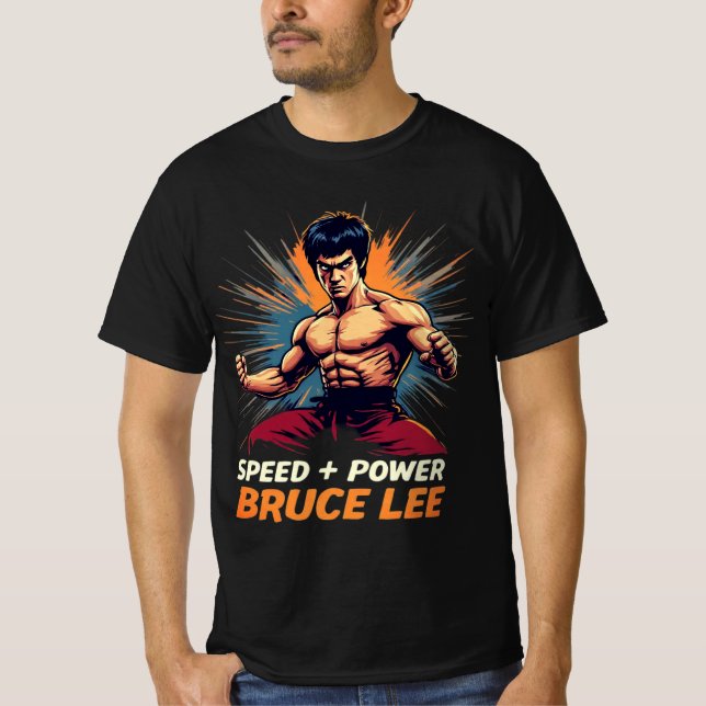 Bruce Lee "Speed + Power" Grafik T-Shirt (Vorderseite)