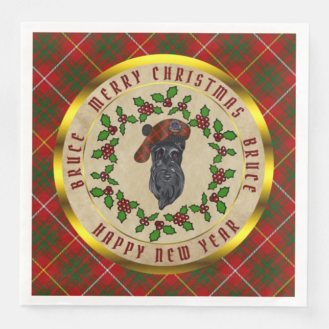 Bruce Scottie Dog Christmas Paper Dinner Napkins Serviette (Vorderseite)