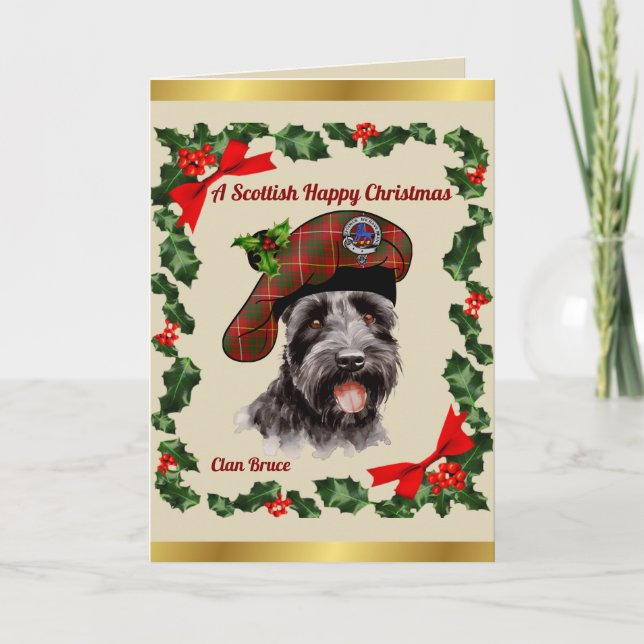 Bruce Scottie Dog Personalisiert Xmas Karte (Vorderseite)