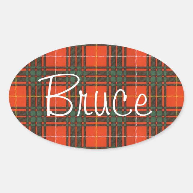 Bruce Scottish Tartan Ovaler Aufkleber (Vorderseite)