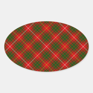 Bruce tartan Red grün kariert Ovaler Aufkleber