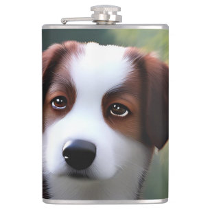 Bruce the Border Collie Puppy, Hip Flask Flachmann