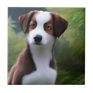 Bruce the Border Collie Puppy, Keramik Tile Fliese