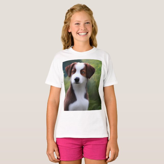 Bruce the Border Collie Puppy, Kids Tshirt (Vorne ganz)