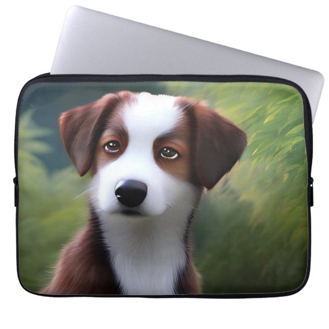 Bruce the Border Collie Puppy, Laptop Sleeve (Vorderseite)