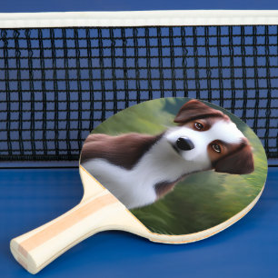 Bruce the Border Collie Puppy, Ping Pong Paddle Tischtennis Schläger