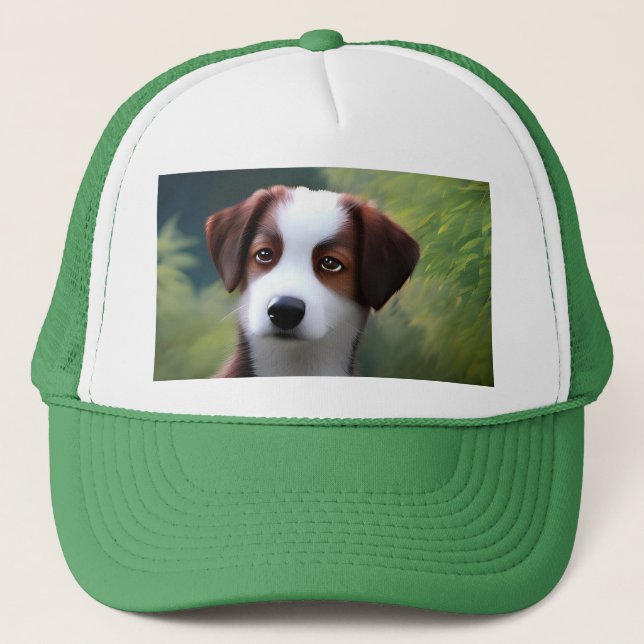 Bruce The Border Collie Puppy, Trucker Hat Truckerkappe (Vorderseite)