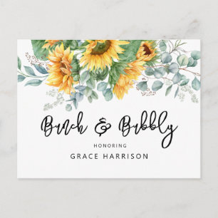 Bruch & Bubbly Brautparty Sonnenblume Einladungspostkarte