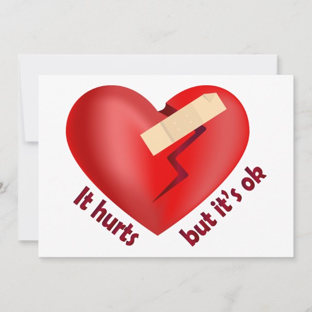 Brüchendes Herz geheilt mit Pflaster und Zitat zum Dankeskarte (Vorderseite)