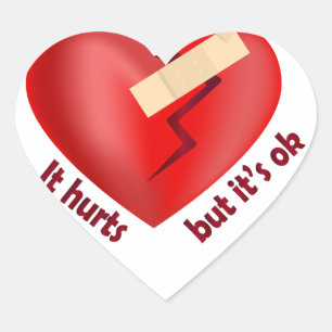 Brüchendes Herz geheilt mit Pflaster und Zitat zum Herz-Aufkleber