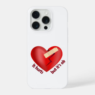 Brüchendes Herz geheilt mit Pflaster und Zitat zum iPhone 15 Pro Hülle