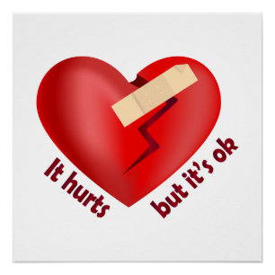 Brüchendes Herz geheilt mit Pflaster und Zitat zum Poster