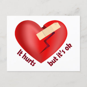 Brüchendes Herz geheilt mit Pflaster und Zitat zum Postkarte