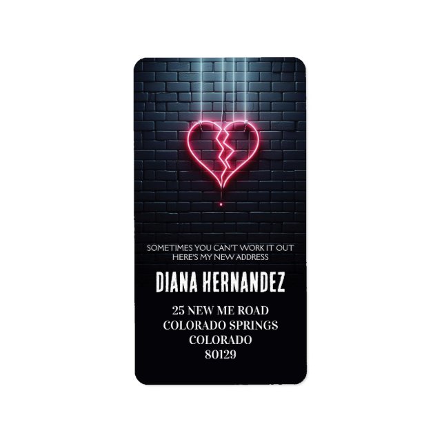 Bruchherz Scheidung Party Adressaufkleber (Vorne)