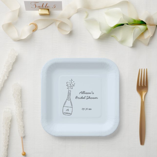Bruchsichere Champagnerflasche Brausebad für die B Pappteller (Hochzeit)