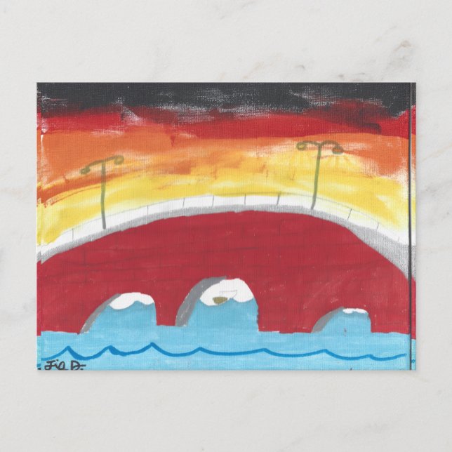Brücke bei Nacht Postkarte (Vorderseite)
