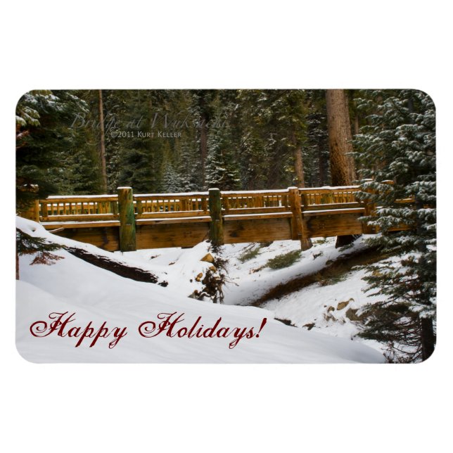 Brücke bei Wuksachi Happy Holidays Flexi Magnet (Horizontal)