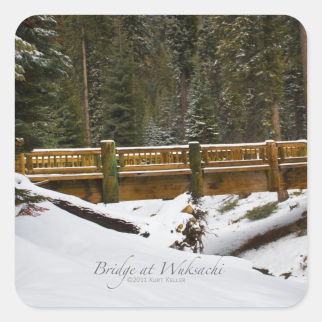 Brücke bei Wuksachi Quadratischer Aufkleber (Vorderseite)