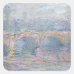 Brücke Claude Monets Waterloo, London, am Quadratischer Aufkleber