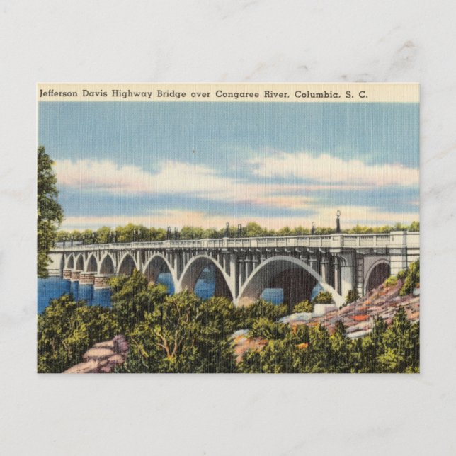 Brücke, Congaree River, Columbia, South Carolina Postkarte (Vorderseite)