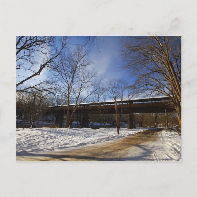 Brücke der Träume im Winter, Brinkhaven, Ohio Postkarte (Vorderseite)