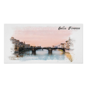 ** Brücke Firenze Florenz Italien AP12 Italienisch Poster