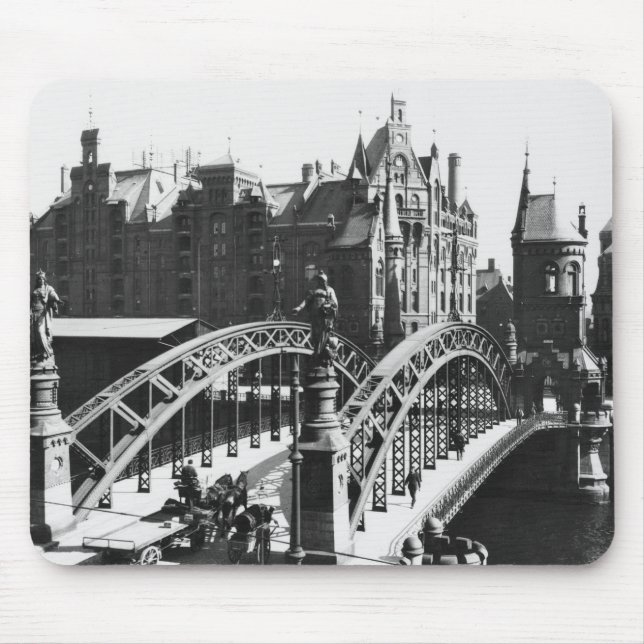 Brücke im Speicherstadt Hamburg, c.1910 Mousepad (Vorne)