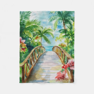 Brücke im Tropenstil Fleecedecke