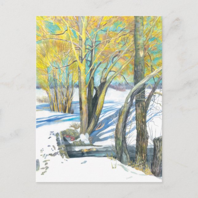 Brücke im Winter Feiertagspostkarte (Vorderseite)